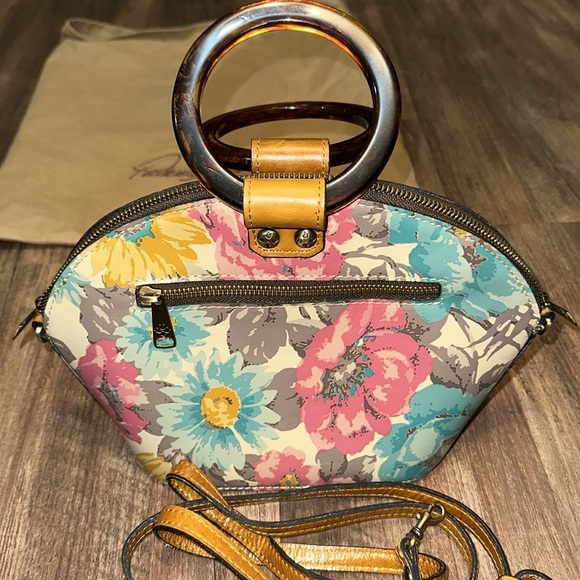 Patricia Nash bag first bloom lucite handle floral leather bowling set - Picture 5 of 8